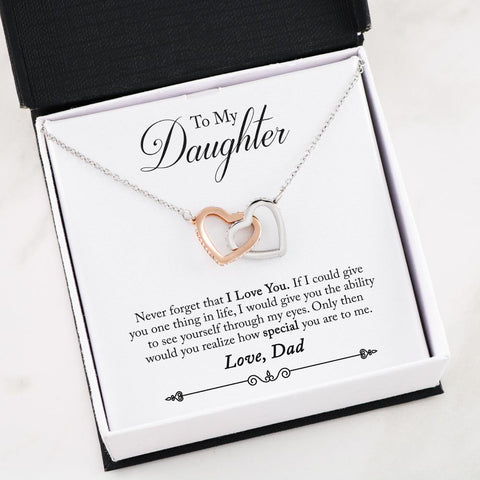 Dad to Daughter Never Interlocking Heart Necklace