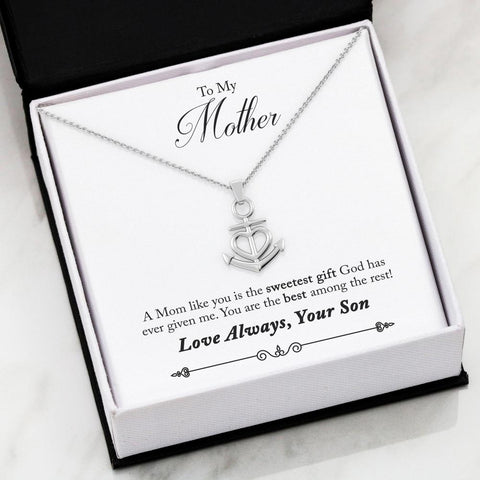 Son to Mom Best  High and Low Tide Anchor Necklace