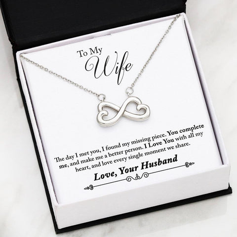 Husband to Wife Complete Infinity Heart Necklace