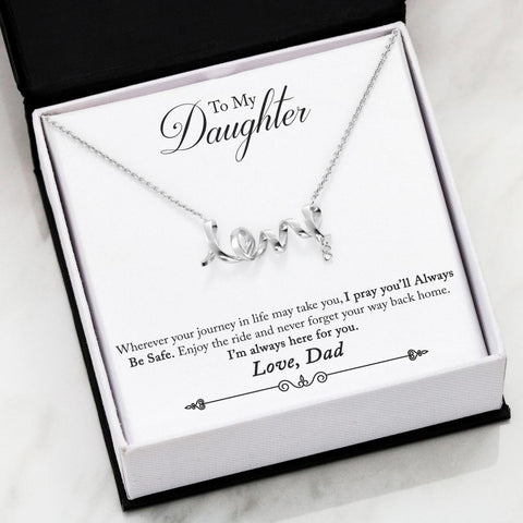 Dad to Daughter Safe Missing Piece Scripted Love Necklace